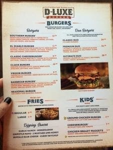 D-Luxe Burger. Menu-Front. Vivacious Views D-Luxe Burger. Menu-Front. Vivacious Views